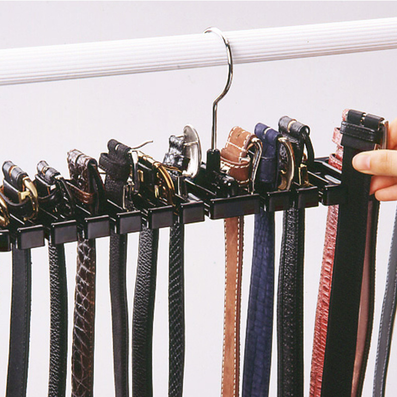 日本进口腰带收纳神器皮带挂架衣柜挂领带架子树脂多格橱柜收纳架
