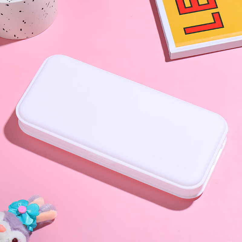 马卡龙色简约多功能磨砂文具盒奶油胶diy手工自制翻盖铅笔盒材料 白色