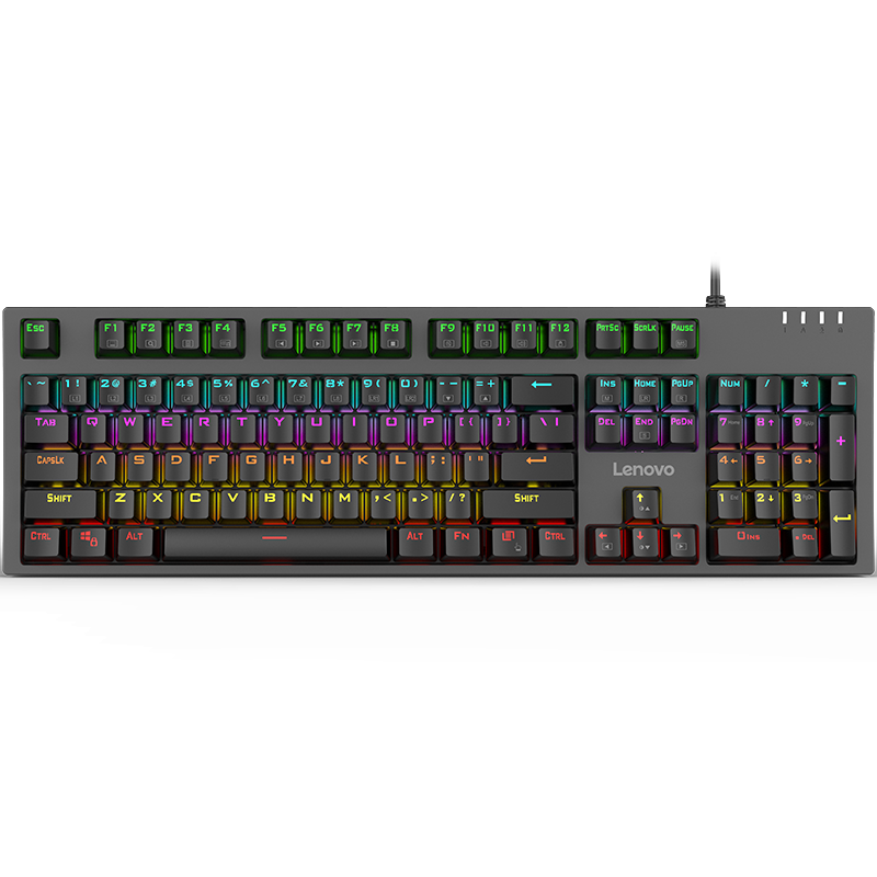 Lenovo 联想 K104 104键 有线机械键盘 黑色 联想红轴 混光