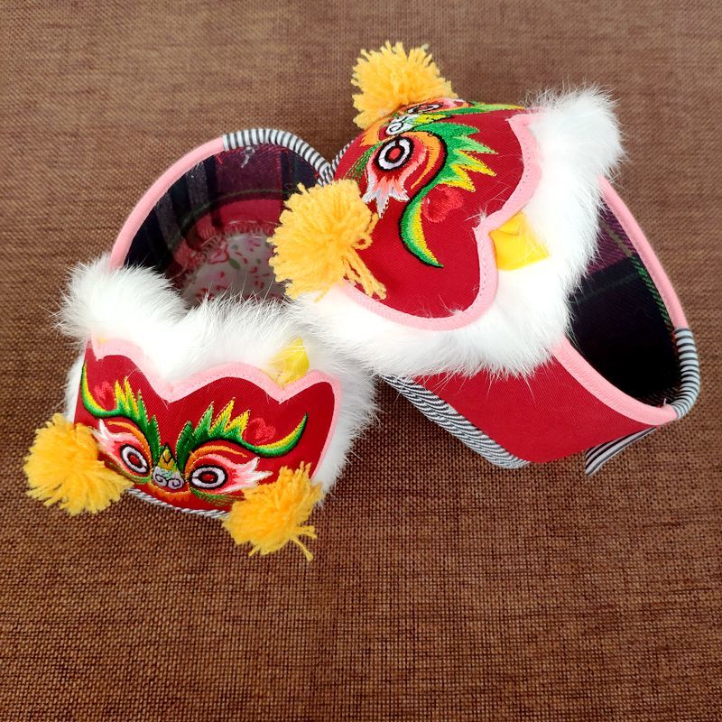 荣西图(rongxitu)新品虎头鞋男女宝宝传统手工虎头鞋老虎鞋猫头鞋包脚