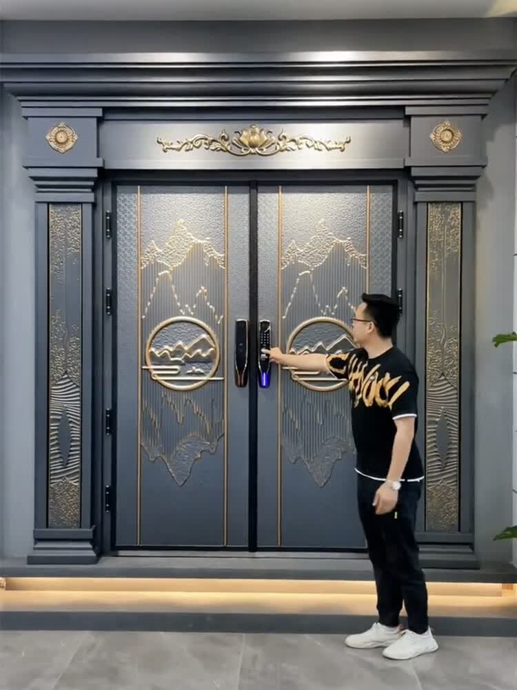 德骊嘉别墅大门简约家用防盗门进户门乡村不锈钢双开门客厅锌合金入户