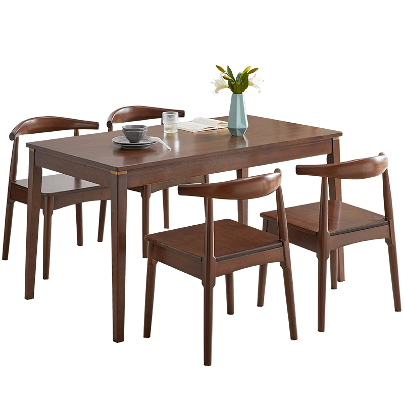 家逸餐桌实木餐桌椅组合新中式歺桌家用吃饭桌子餐厅家具一桌四椅RF-HD022