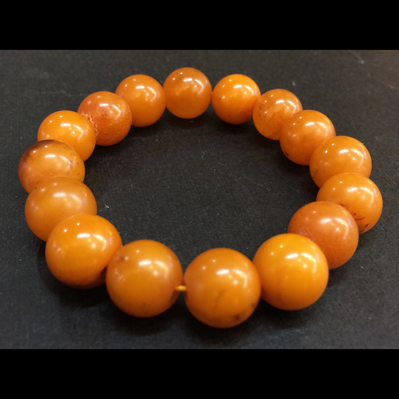 手珠手串 磨砂质地蜡质浓郁饱满古色古香 护身蜜蜡手串佛珠