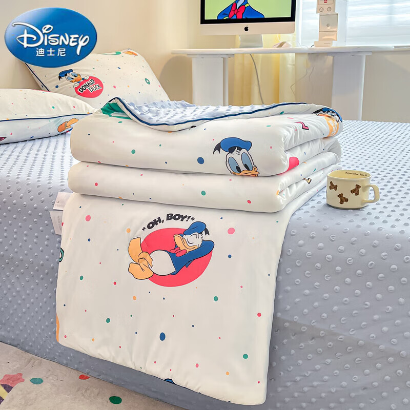 迪士尼（Disney）凉感丝冰豆豆夏被 夏季儿童夏凉被空调被薄款单人双人被芯可机洗 时尚唐老鸭 150x200cm夏被