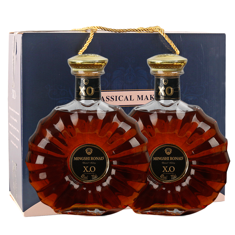 【89到手2瓶】法国原酒进口名仕罗纳德xo 700ml*2瓶礼盒装