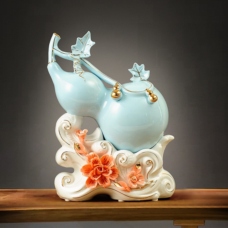 帕美居葫芦陶瓷摆件家居装饰工艺品客厅电视柜书房办公室创意桌面摆设