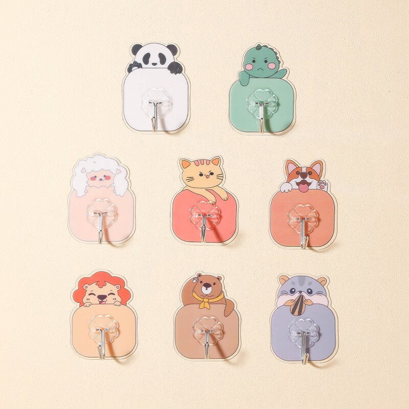 恒愎门挂钩粘钩强力粘胶墙壁挂墙上承重门无痕宿舍墙面孔钩子 动物