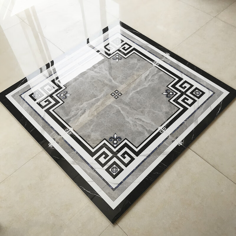 皇系纯灰色瓷砖800x800地砖客厅走廊浅深灰拼花瓷砖微晶石拼花地板砖