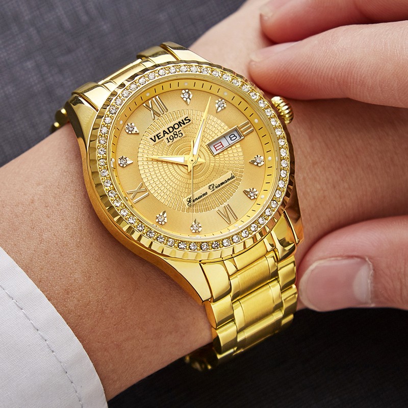 威顿(veadons)手表 男士商务手表 防水夜光双日历腕表时尚男表 送男友