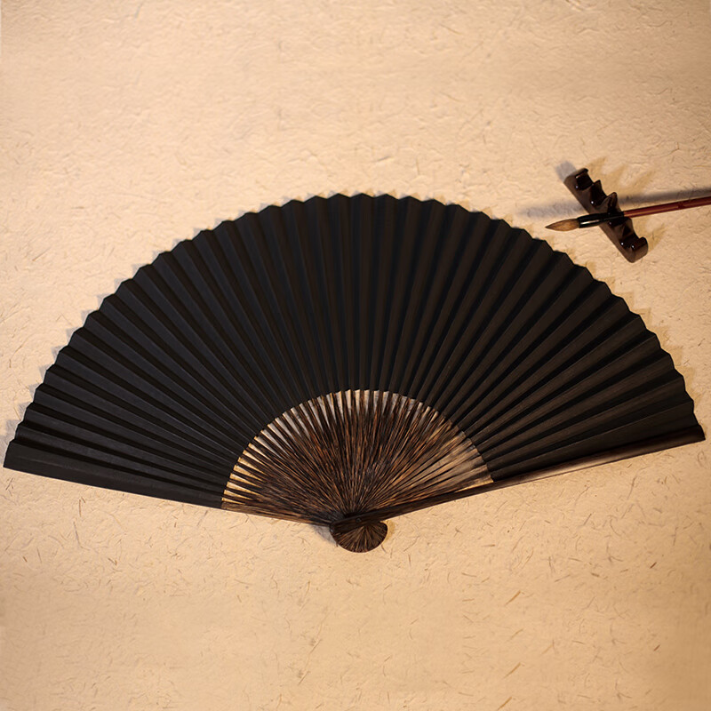 910寸素柸全棕黑纸扇子折扇男工艺纸扇百年文化传统工艺非遗 10寸40方