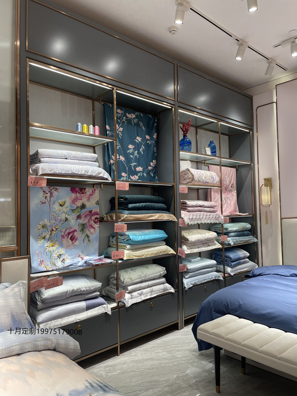 木卫定制家纺展示柜床上用品货柜展厅中岛被芯枕头四件套柜陈列架烤漆