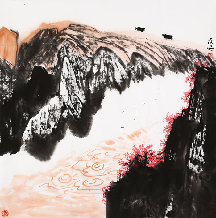 名家白庚延国画精品四尺斗方山水字画纯手绘现代名人书画作品装饰