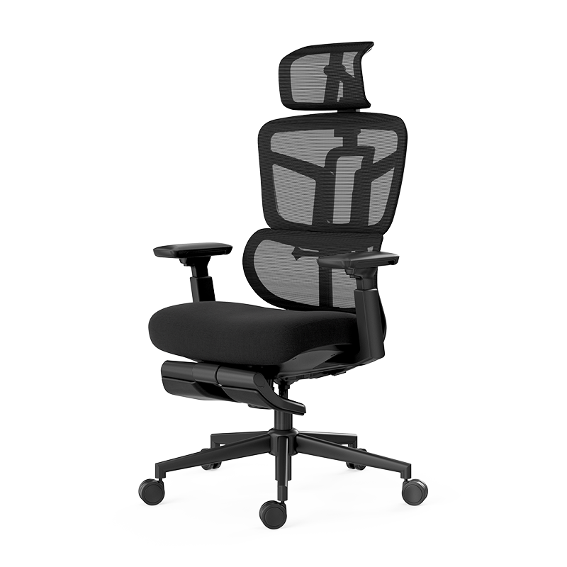 黑白调人体工学电脑椅家用工程学办公椅人体工学椅送男友 HDNY186-智尊E 黑色升级款