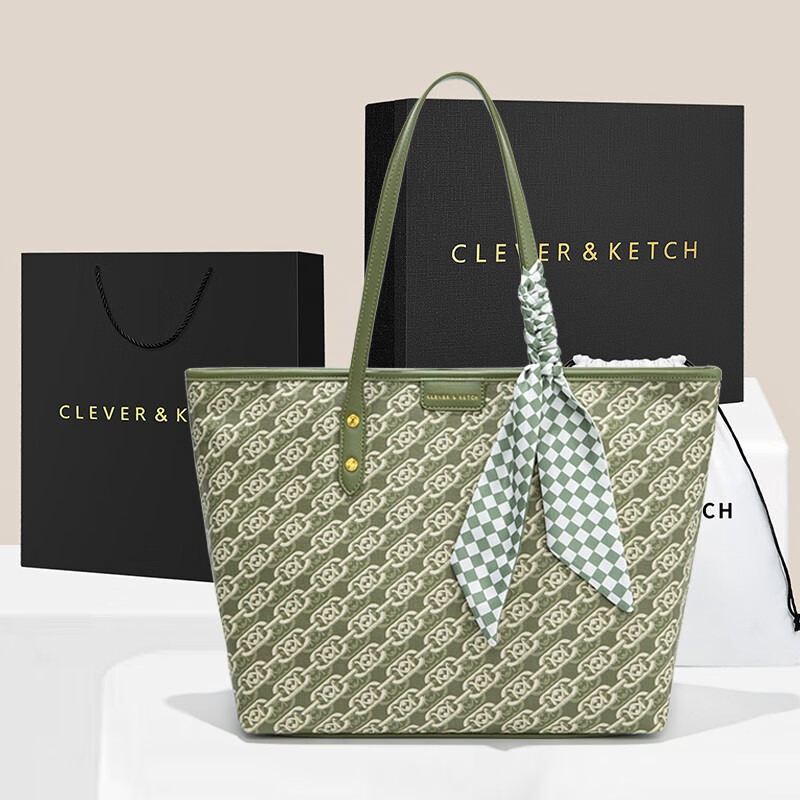 clever & ketch包包女包托特包新款上学通勤大容量印花定型 生日礼物