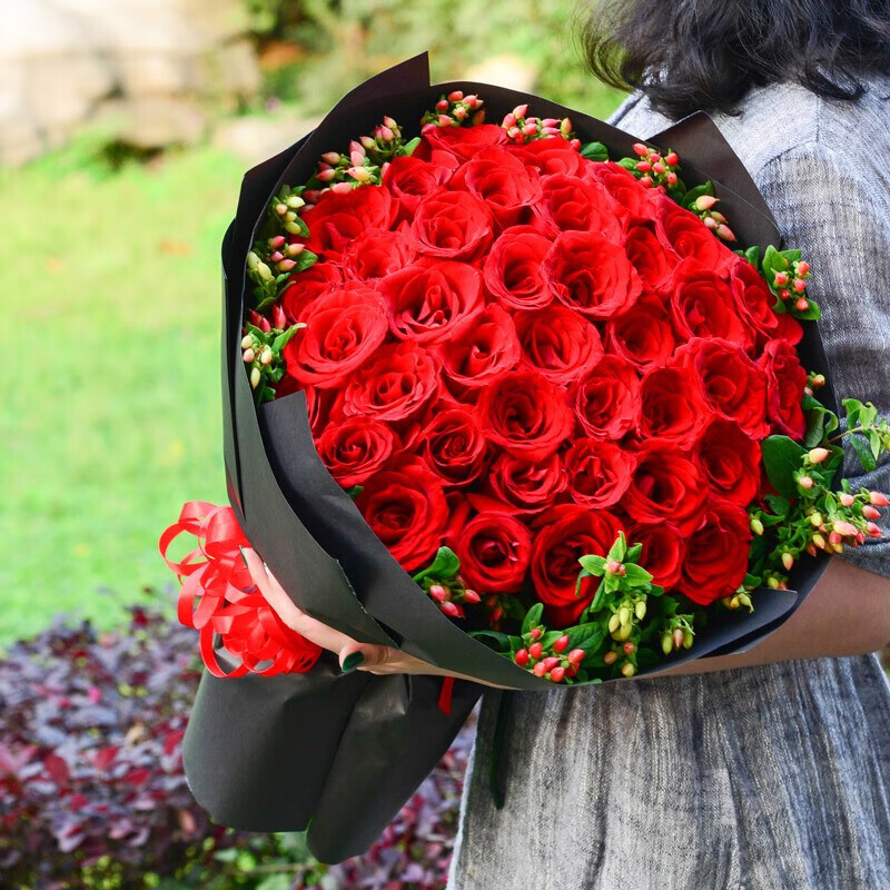 维纳斯520鲜花速递同城红玫瑰花束北京成都上海广州深圳武汉花店送花 浪漫告白-33朵红玫瑰花束