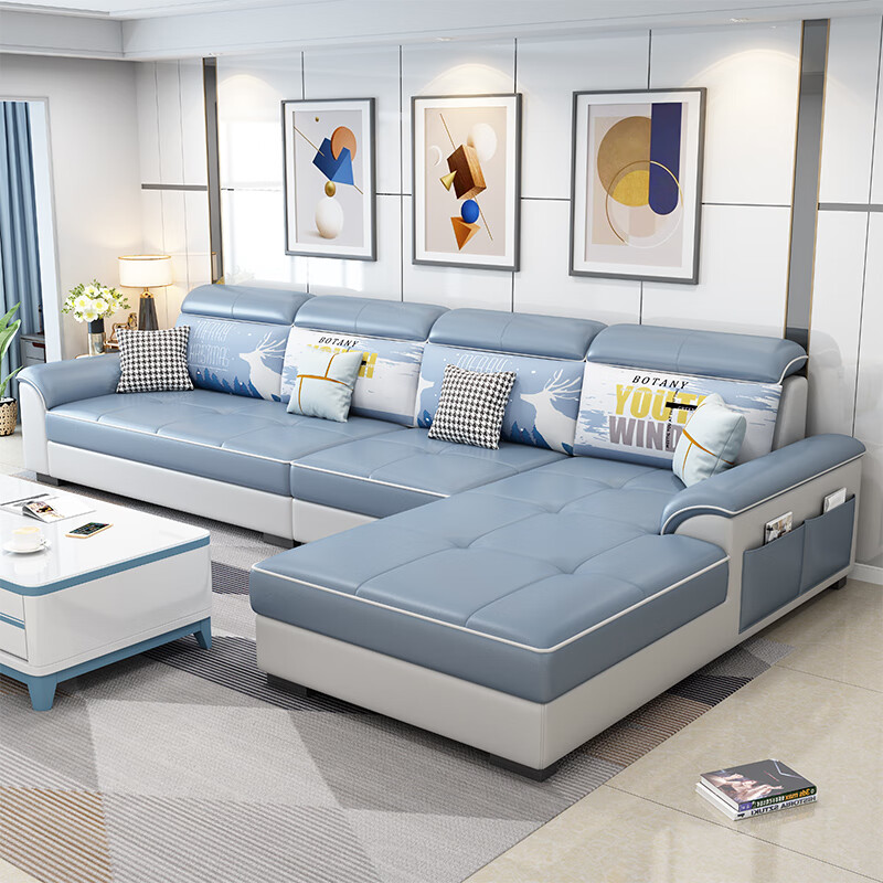 比斯达广东佛山东莞沙发品牌前十名现代简约大户型免洗科技布贵妃沙发