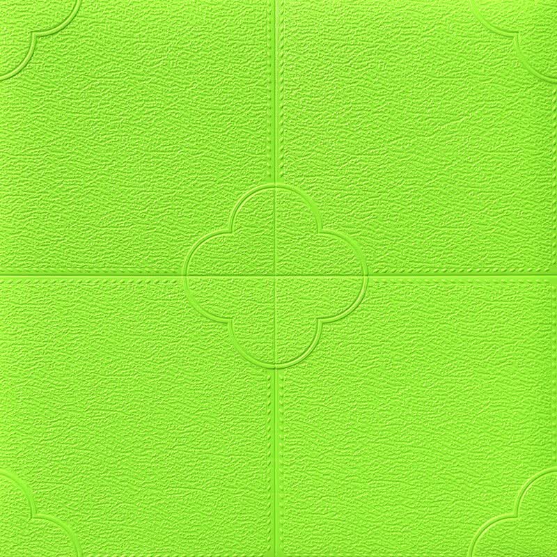 立体墙贴卧室防撞床头软包装饰防水简约自粘菱形格泡沫 方块果绿色 大