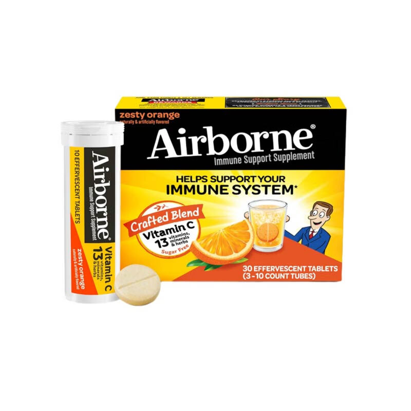 Airborne 气载橙子VC泡腾片 30粒 无麸质 补充剂
