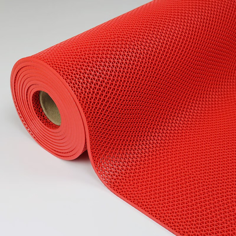 乐卡利  4.5mm厚 PVC商用防滑垫大面积塑料镂空地垫防水厨房厕所游泳馆 【红色】1.2m*15m