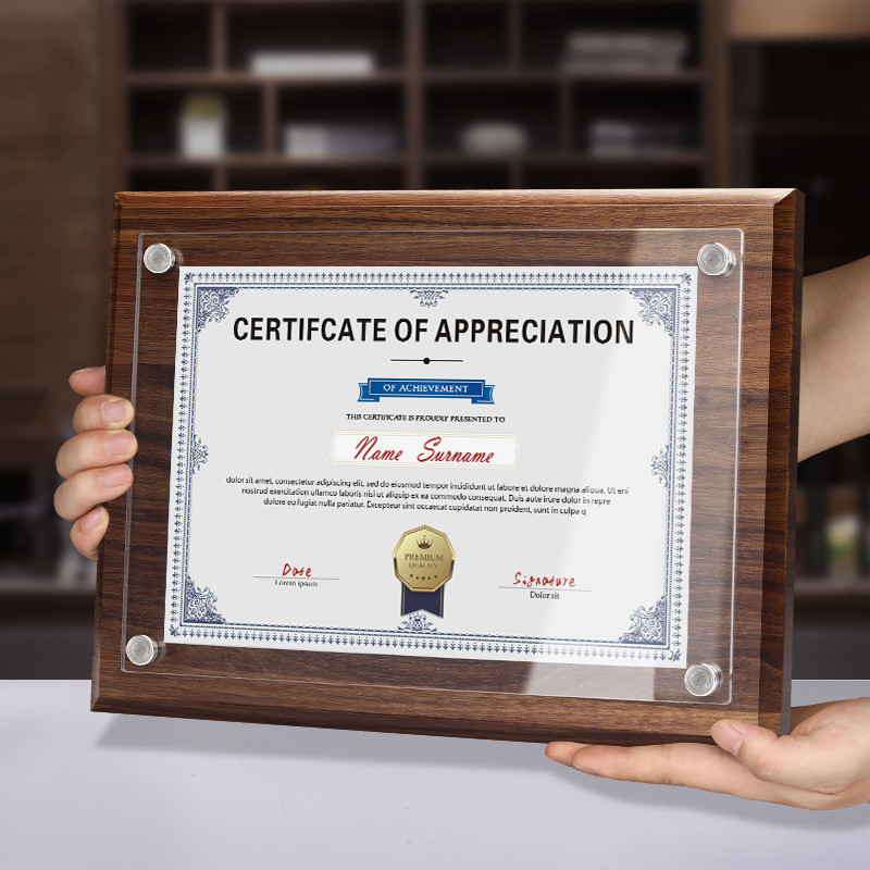 框木质荣誉证书框a4奖状正本框裱框摆台证书授权 横版 内框a4(21*29