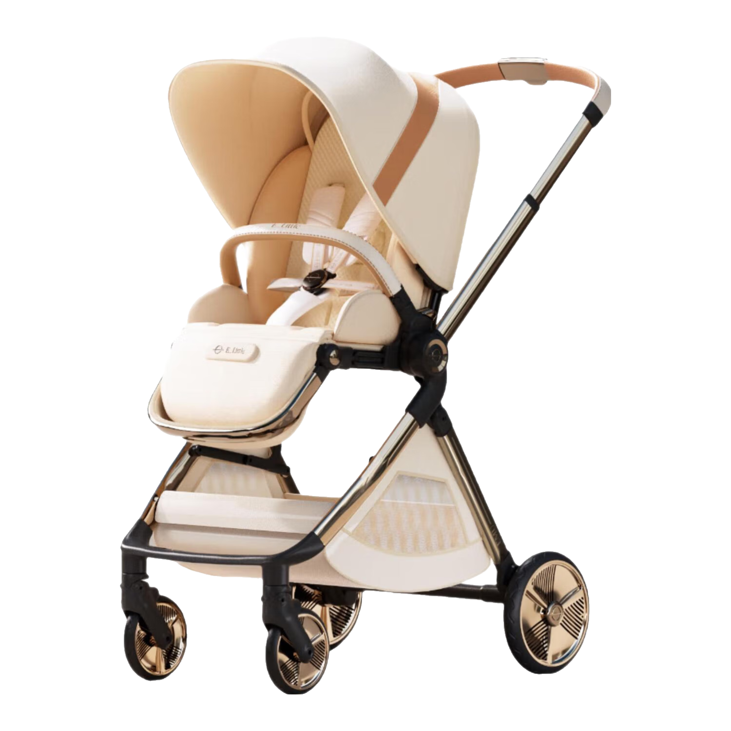 elittle逸樂途嬰兒車0-3歲用折疊可坐可躺可轉(zhuǎn)向 EMU高景觀雙向嬰兒推車 EMU流金琥珀+3D護(hù)脊坐墊【全篷】
