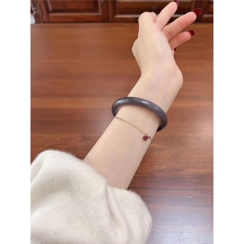 陌晨 moeycior天然和田玉老坑烟紫色葡萄紫显白仙气玉手镯玉镯子女款