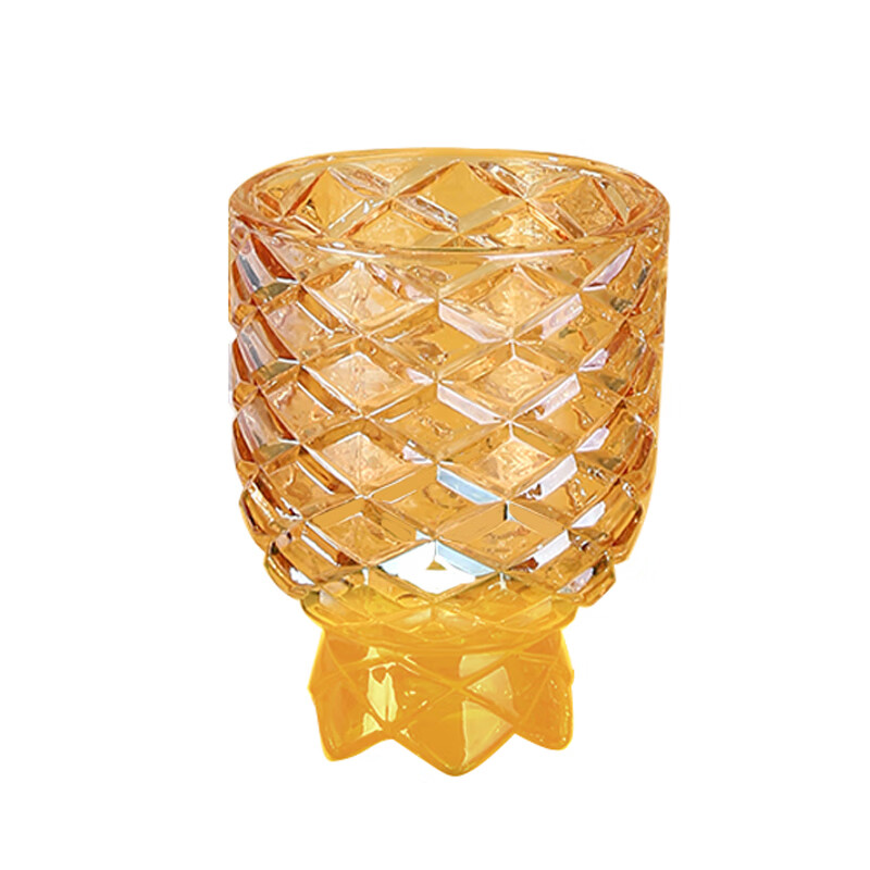 惠寻创意菠萝水杯家用玻璃杯 金色菠萝杯头1只 260ml