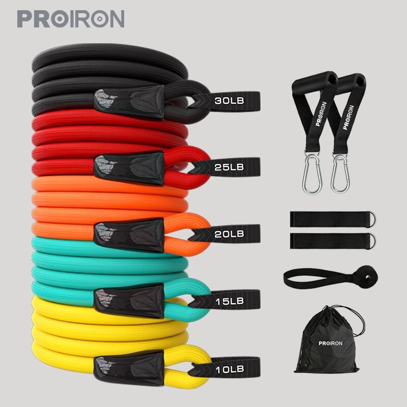 PROIRON 拉力绳弹力绳健身器材家用阻力带拉力带胸肌训练 乳胶弹力绳弹力带专业12件套全能级（100磅）