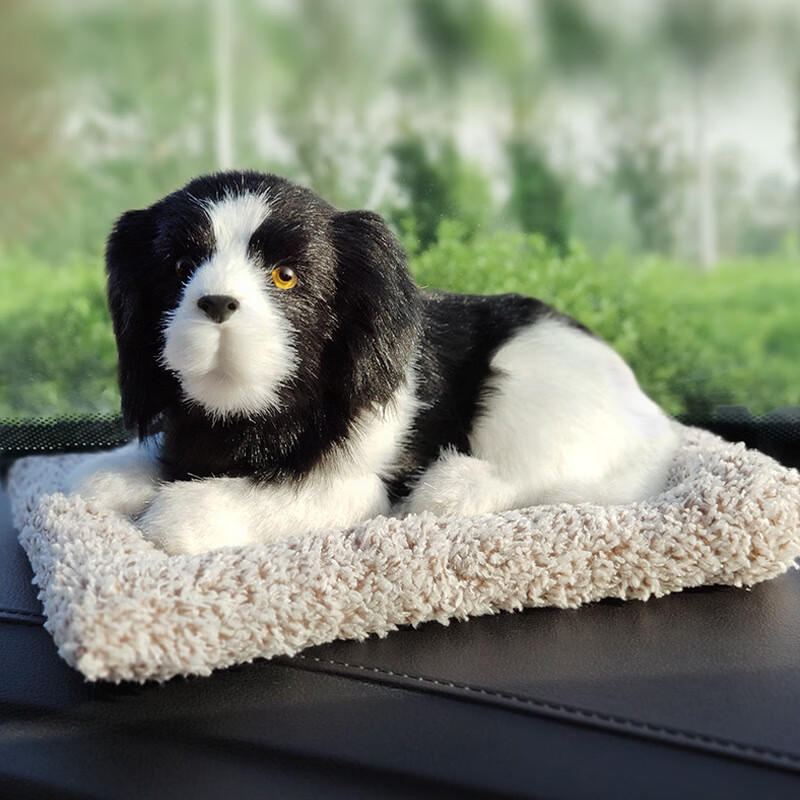 中控台装饰品汽车摆件创意活性炭仿真狗大眼睛款 大眼睛-黑白边牧犬