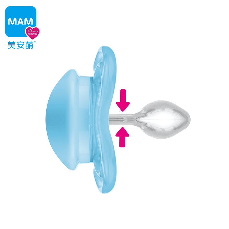 美安萌MAM Supreme双只装扁头安抚奶嘴防胀气0-3新生儿6-18个月宝一岁 图10  日+夜用 6-18个月  1盒装