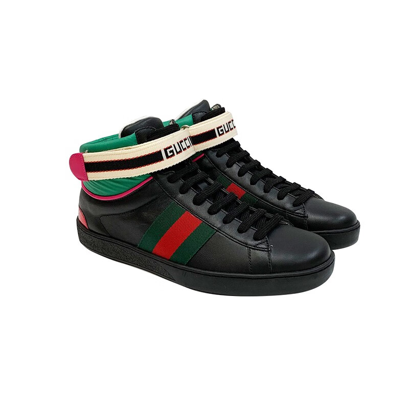 gucci 古驰 奢侈品男鞋 男士春秋冬款黑色ace魔术贴高邦时尚运动休闲