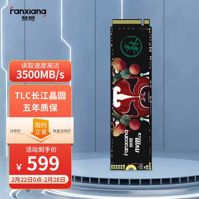 梵想2TB SSD固态硬盘 精选长江存储晶圆 国产TLC颗粒 M.2接口 S500PRO
