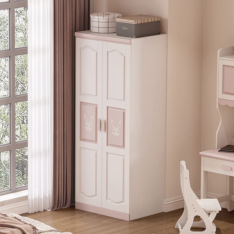 爱峰全实木樱桃木衣柜二三门平开门简约卧室组装衣橱储物柜 兔宝宝二