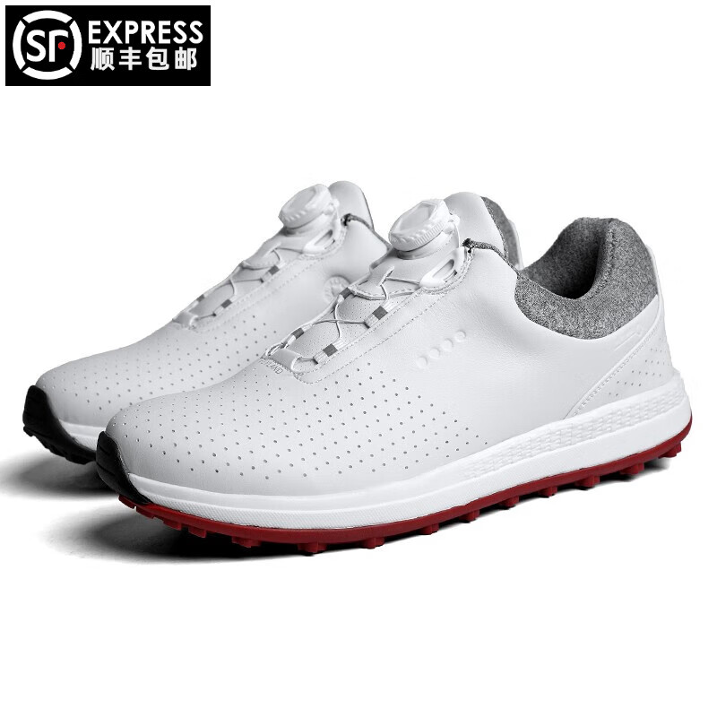 Singelila 高尔夫运动球鞋可拆卸鞋钉经典款式原生双色循环透气golf轻便鞋 白色（无钉款） 42