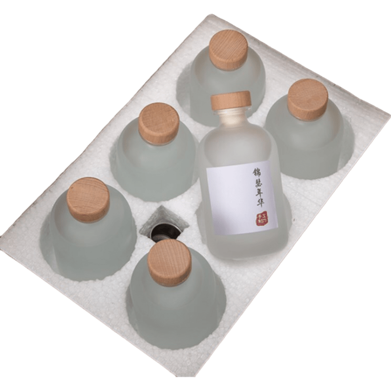 梓勝桑葚酒櫻桃酒果酒瓶子飲料瓶定制一斤自釀泡酒玻璃瓶酒瓶空瓶密封 500蒙砂加固包裝6瓶+紙盒套裝