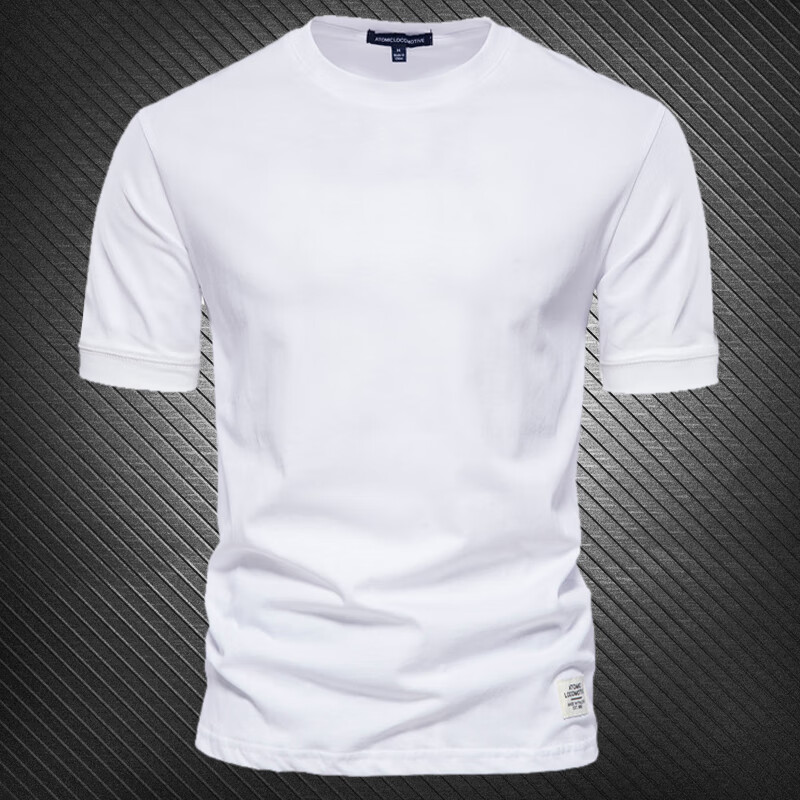 capital kiss小白t白色短袖t恤男夏季重磅打底衫衣服圆领体恤感复古