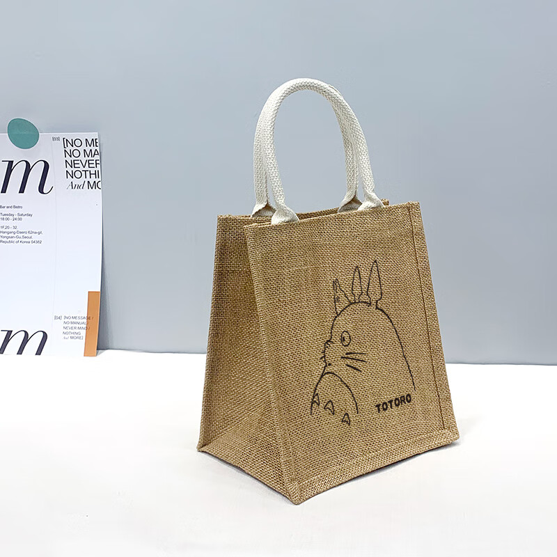 简易手提袋黄麻包简易收纳购物袋a6手拎饭盒便当袋a4防水手提亚麻布