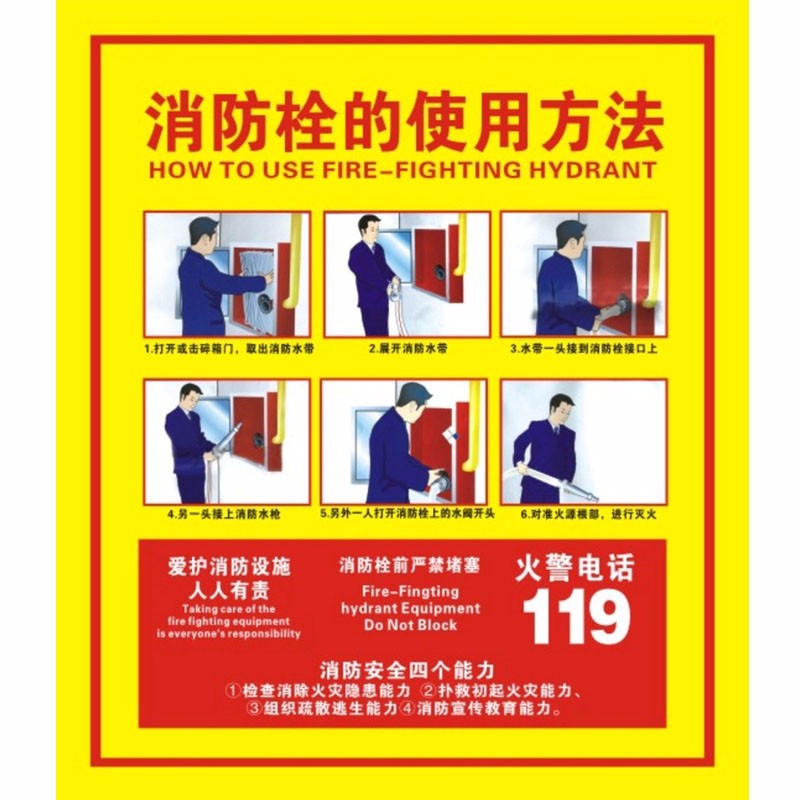 消防栓的使用方法提示贴  消防栓使用图解图释标示贴