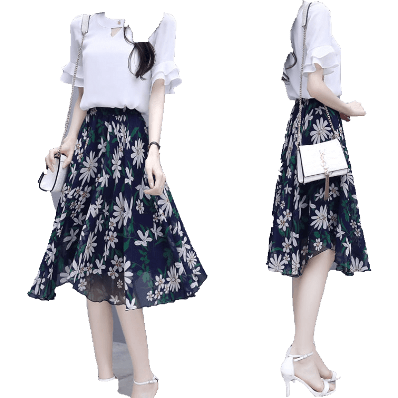 专营店正品 高端雪纺连衣裙套装女21夏季新款两韩版小众很仙法式复古裙山本图片色 上衣 裙子 有内衬s 建议85 95斤 虎窝购