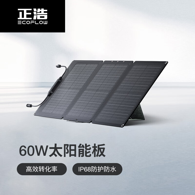 ECOFLOW正浩 太阳能电池板60W光伏发电板家用户外露营折叠便携充电