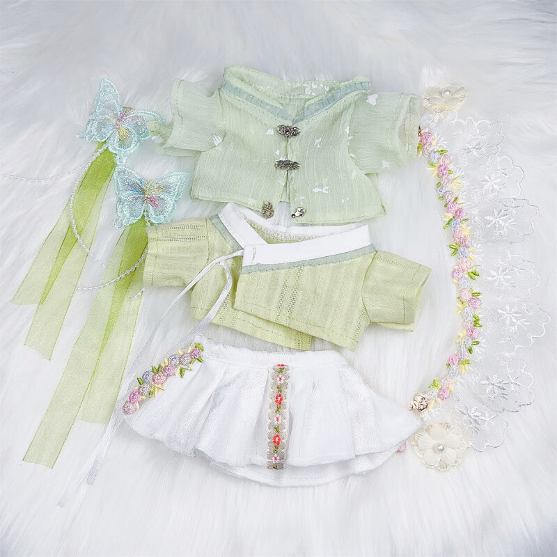 娃衣20cm古风汉服套装替换衣服胖胖体可穿中 杨柳依依套装 20cm