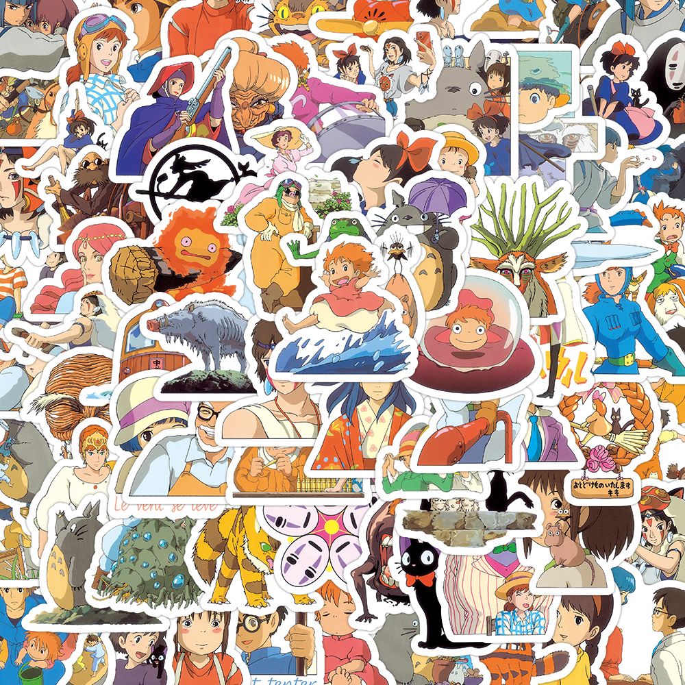平板贴纸动漫装饰100张宫崎骏千寻龙猫可爱卡通角色手账贴画防水