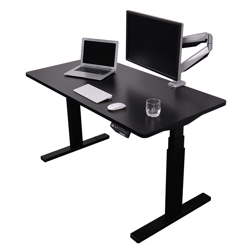 乐歌智能电动升降桌智慧屏手控可语音控制电脑桌站立书桌现代简约家用写字桌 E3/1.4m黑胡桃木色套装
