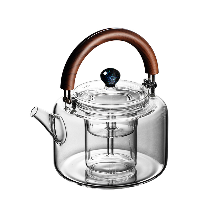 塔驰密司（touchmiss）日式玻璃煮茶壶煮茶器茶水分离蒸煮一体茶壶防烫家用电陶炉烧水壶 星空提梁壶_度给电陶炉