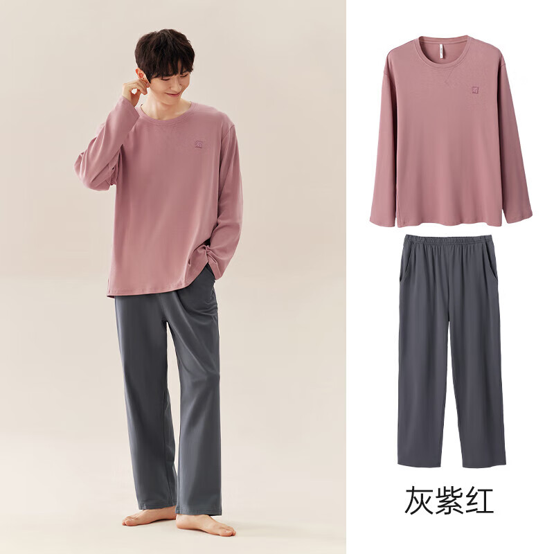 安之伴【巨好睡】情侣睡衣春秋纯棉长袖女休闲男士家居服圆领套装