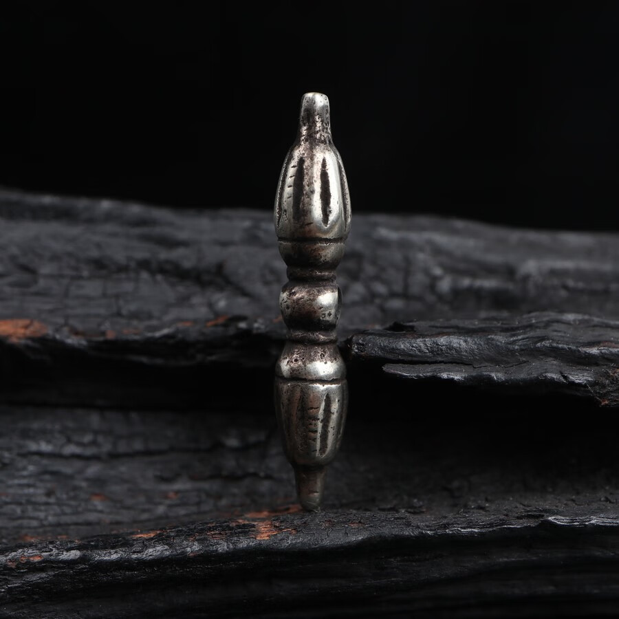 石俞记藏式天铁托甲金刚杵法器古朴文玩手串背云配珠西藏文玩吊坠挂件