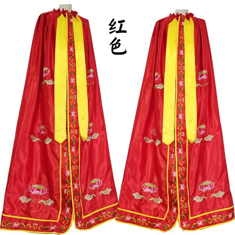 文殊观音菩萨佛像莲衣服花披风定做披肩佛衣斗蓬神像衣寺庙佛袍 红色