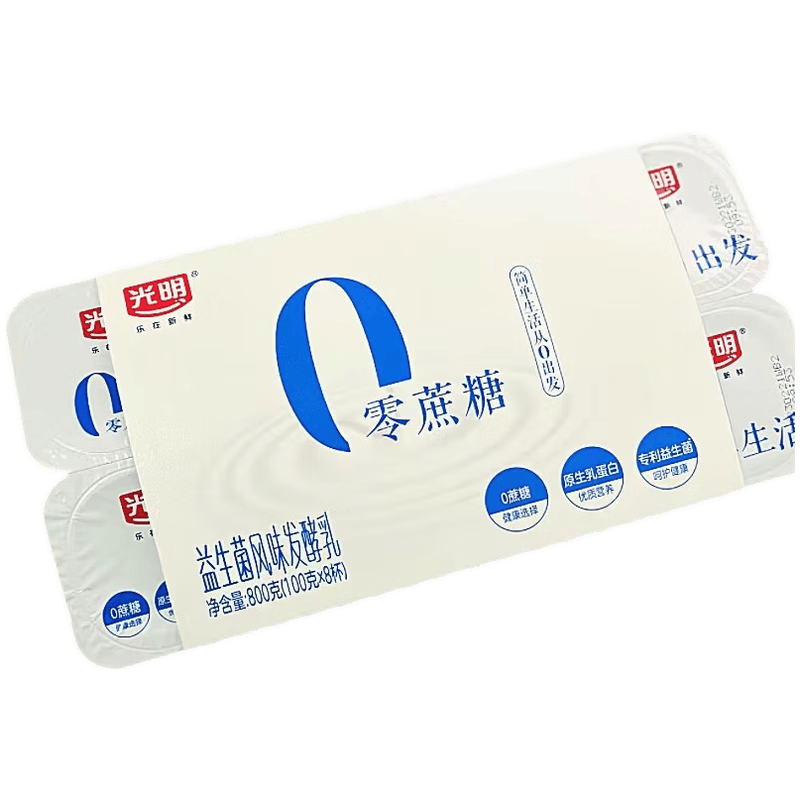 光明光明0蔗糖益生菌風(fēng)味發(fā)酵乳原味酸奶100克16杯裝