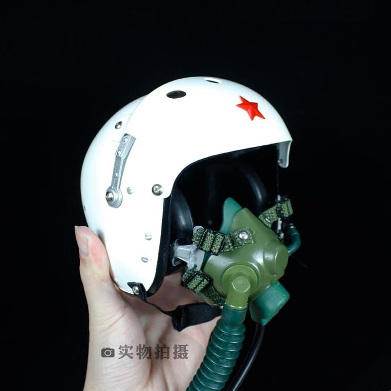 中国1:2空军飞行员头盔合金成品模型金头盔军事男生礼品摆件 白色头盔