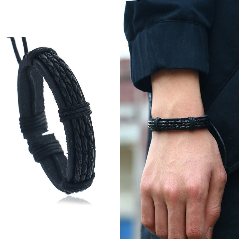 【女神】复古手链潮流男学生韩版单身兄弟男士手链帅气社会手绳编织